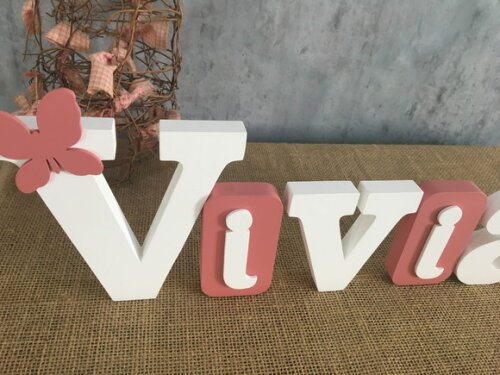Letras de mdf -nomes Blocos Borboleta