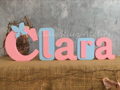 Letras de MDF -Nomes Blocos Borboleta