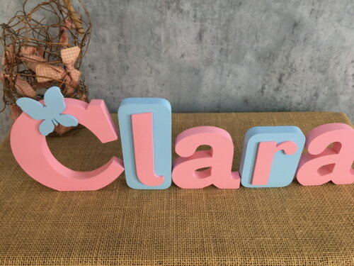 Letras de MDF -Nomes Blocos Borboleta