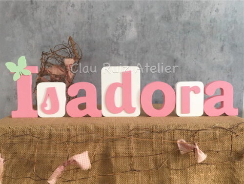 Letras de mdf em Bloco com Borboleta