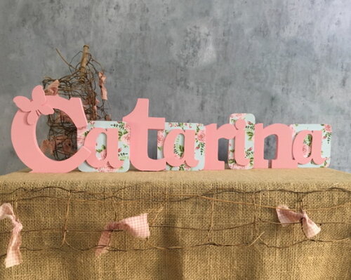 LETRAS DE MDF em Blocos Com Borboleta