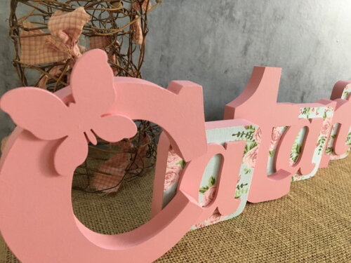 LETRAS DE MDF em Blocos Com Borboleta