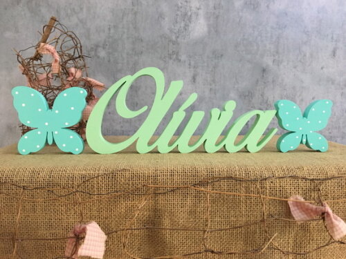 Letras Decorativas - Nome em mdf + Borboletas