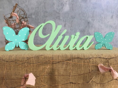 Letras Decorativas - Nome em mdf + Borboletas