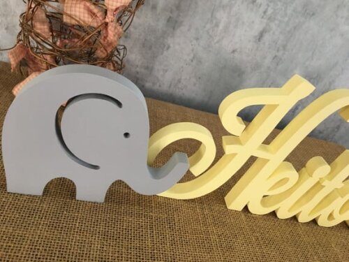 Letras Decorativas - nome em MDF + Elefantinho