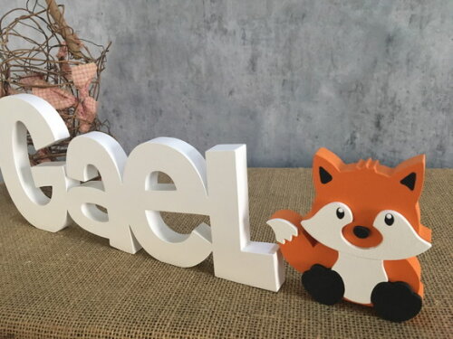 Letras Decorativas - nome em MDF + Raposa
