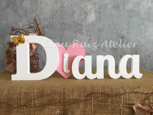 Letras Decorativas - Nomes - Coração Laço de Resina
