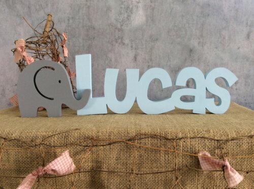 Letras Decorativas De MDF + Elefantinho