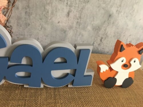 Letras Decorativas De MDF SOBREPOSIÇÃO E RAPOSA