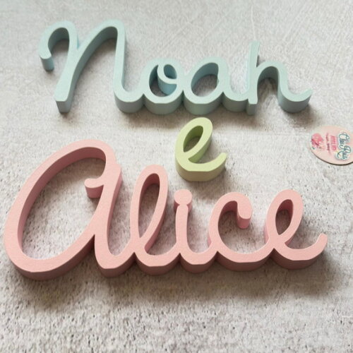 Letras Decorativas em mdf Chá Revelação Linha Cursiva