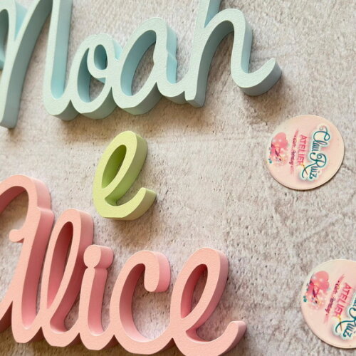 Letras Decorativas em mdf Chá Revelação Linha Cursiva