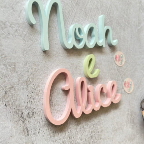 Letras Decorativas em mdf Chá Revelação Linha Cursiva