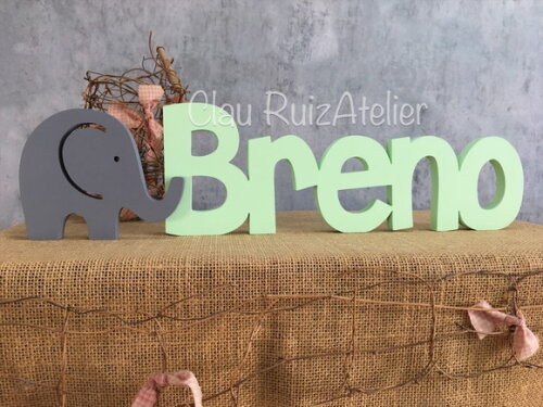Letras Decorativas em MDF Linha CH com Elefante