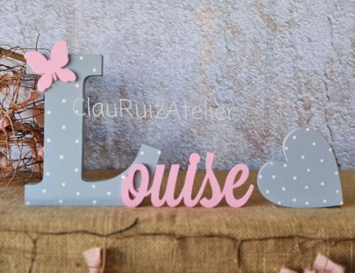 Letras Decorativas em MDF PERSONALIZADO 18cm + Coração
