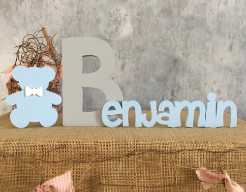 Letras Decorativas em MDF PERSONALIZADO 18cm + URSO
