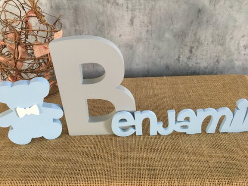 Letras Decorativas em MDF PERSONALIZADO 18cm + URSO