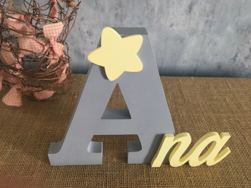 Letras Decorativas em MDF PERSONALIZADO 18cm ESTRELA