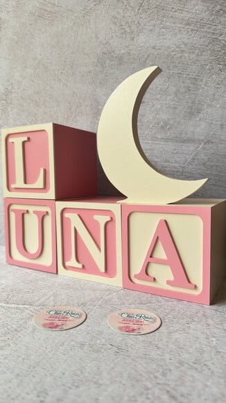 Lua de Mesa + Cubos de mdf -decoração Bebê