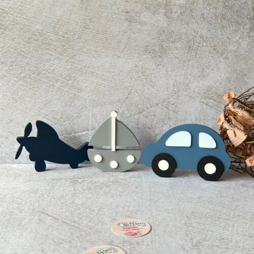 Meios de Transporte + Nomes em Cubo - Decoração Bebê
