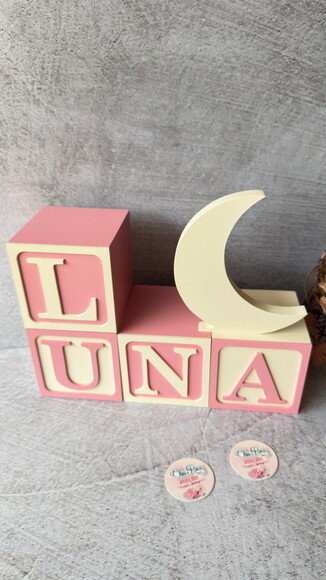 Lua de Mesa + Cubos de mdf -decoração Bebê