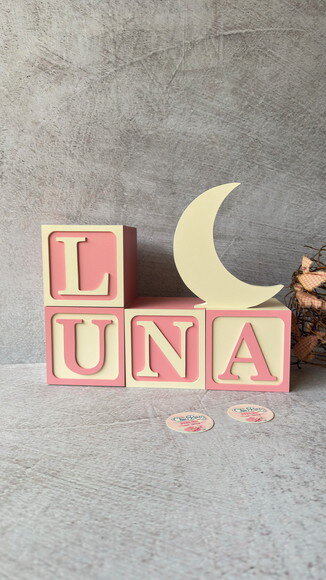 Lua de Mesa + Cubos de mdf -decoração Bebê