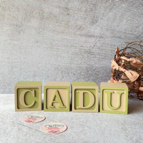 Nome com Moldura Cubos 6x6 Decoração Bebê e Criança
