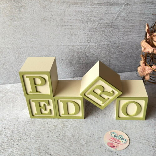 Nome com Moldura Cubos 6x6 Decoração Bebê e Criança