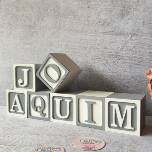Nome com Moldura Cubos 6x6 Decoração Bebê e Criança