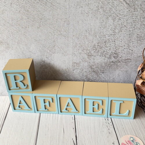 Nome com Moldura Cubos 6x6 Decoração Bebê e Criança