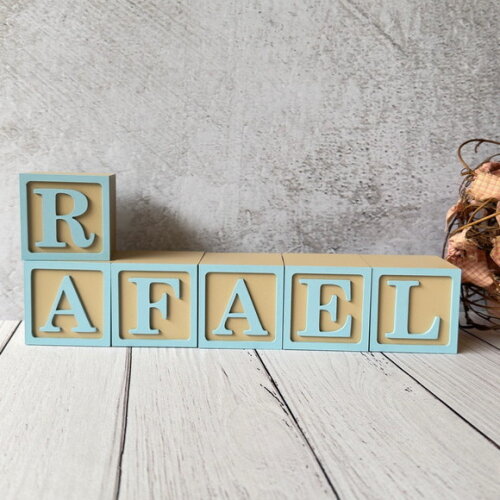 Nome com Moldura Cubos 6x6 Decoração Bebê e Criança