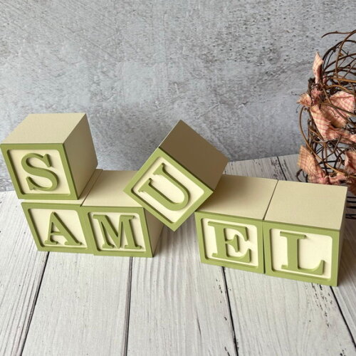 Nome com Moldura Cubos 6x6 Decoração Bebê e Criança