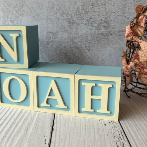 Nome com Moldura Cubos 6x6 Decoração Bebê e Criança
