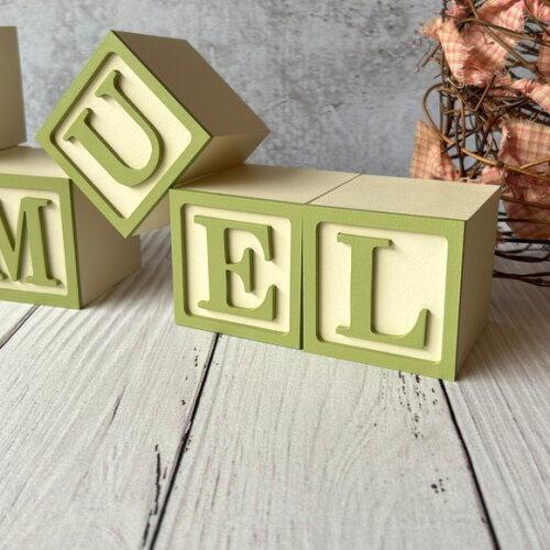 Nome com Moldura Cubos 6x6 Decoração Bebê e Criança