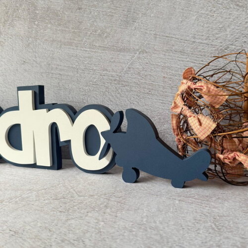 Nome em mdf - Linha Ch e Avião - Decoração Bebê e Infantil