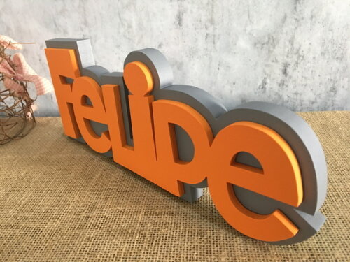 Nomes em mdf - Sobreposição