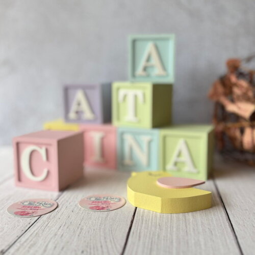 Passarinhos + Cubos 6x6cm Ts - Pastel Decoração Bebê