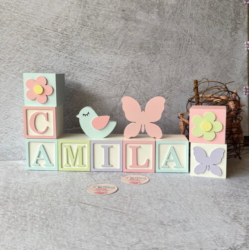 Passarinhos +borboleta Cubos 6x6cm Ts Pastel Decoração Bebê