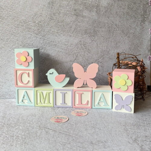 Passarinhos +borboleta Cubos 6x6cm Ts Pastel Decoração Bebê