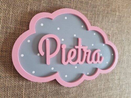 PORTA DE MATERNIDADE NUVEM COM NOME