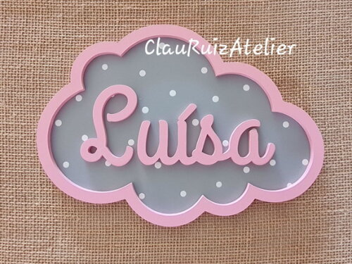 PORTA DE MATERNIDADE NUVEM COM NOME