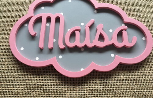 PORTA DE MATERNIDADE NUVEM COM NOME