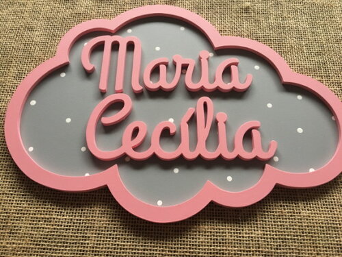 PORTA DE MATERNIDADE NUVEM COM NOME