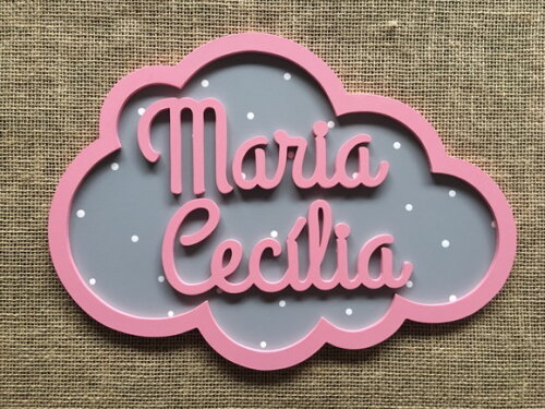 PORTA DE MATERNIDADE NUVEM COM NOME
