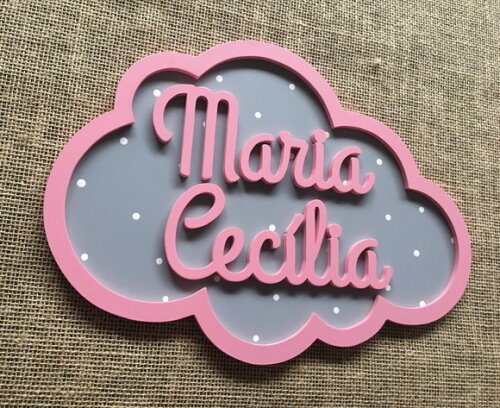 PORTA DE MATERNIDADE NUVEM COM NOME