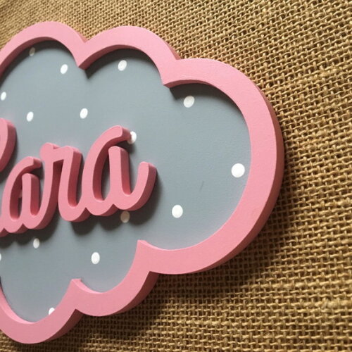 PORTA DE MATERNIDADE NUVEM COM NOME