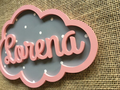 PORTA DE MATERNIDADE NUVEM COM NOME