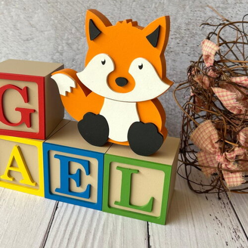 Raposa + Cubos 6x6cm Ts Decoração Bebê - Bosque Encantado