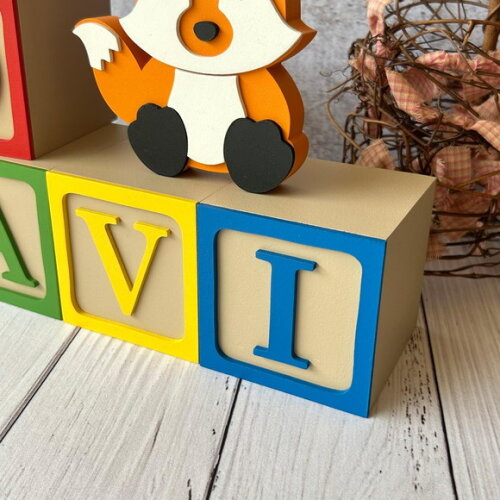Raposa + Cubos 8x8cm Ts Decoração Bebê - Bosque Encantado