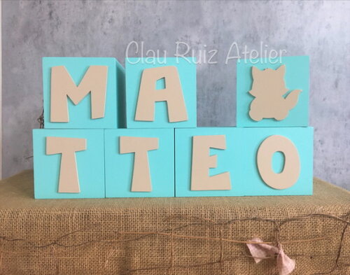 Raposa Cubos 10x10cm Decoração Bebê