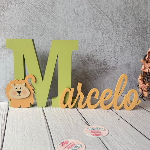 Nome em MDF Personalizado para Quarto de Bebê Letras Decorativas Infantis - Tema Safari
